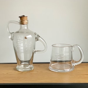 Alsterfors Sweden glass , Swedish glass decanter and beer mug