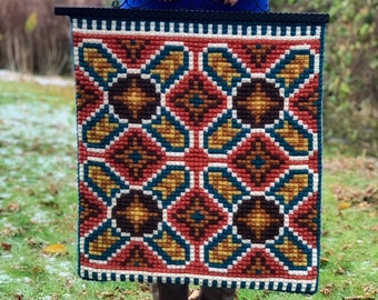 Norwegian textile wall decor , Norway folk art , Decorative ethnic bell pull