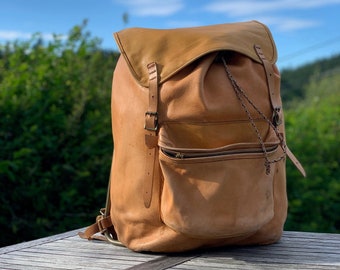 Vintage Leather Backpack - Etsy