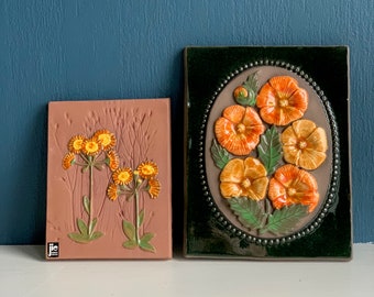 Ceramic Wall Tile With Orange Flower , JIE Gantofta Sweden