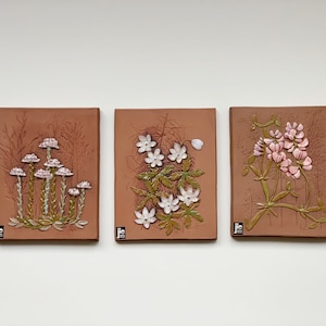 Cerámica JIE de Gantofta Suecia, decoración de pared vintage sueca, arte botánico de cerámica floral, decoración vintage escandinava de los años 70, colgante de pared de anémona