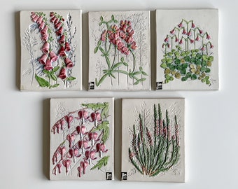JIE Gantofta Sweden ceramic , Aimo Nietosvuori Scandinavian home decor , Linnea flowers Swedish wall decor , Botanical wall ceramic
