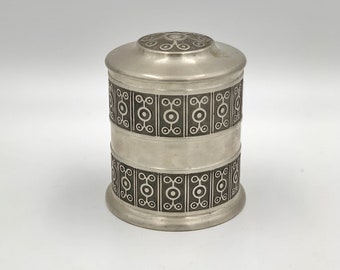 Norwegian design pewter box , Tobacco jar , Norway design metal container