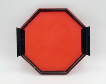 Octagon red black tray with handles , Small geometric tray , Dice tray