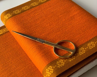 Table Runner Fabric  Orange Fabric Made In Norway Norwegian Fabric DIY Table Runners Rustic Fabric Earthy Colors