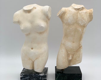 Nude torso couple , Female and male figure