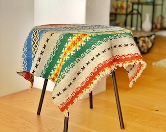 Scandinavian table runner , Chunky wool tablecloth small , Norwegian handmade vintage textile