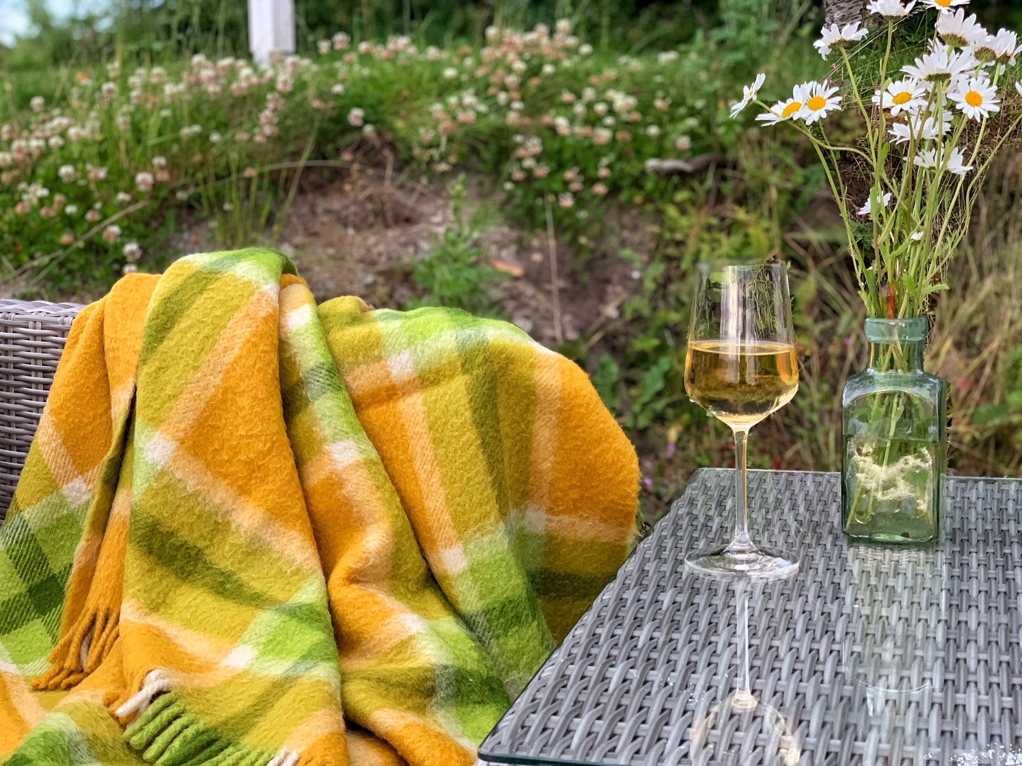 グリーンマスタードウールブランケット、オランダウールブランケット