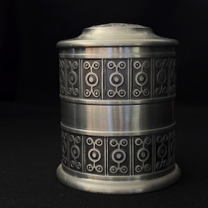 Norwegian design pewter box , Tobacco jar , Norway design metal container