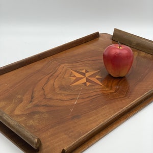 Vintage wooden serving tray image 4