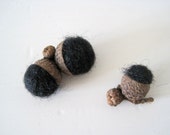 Felted acorns cups natural black colour rustic acorn tops eco autumn winter decor woodland decoration