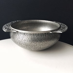 Rosemaling Norway Pewter Bowl , Norwegian Pewter , Large metal serving decor bowl dragon style