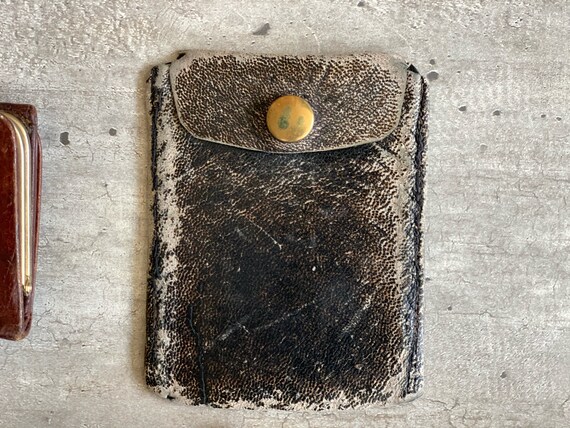 Leather Wallet Brown Black Shabby Vintage Wallet … - image 3