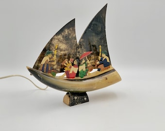 Horn sailboat lamp handmade vintage