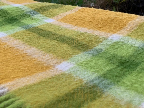 グリーンマスタードウールブランケット、オランダウールブランケット
