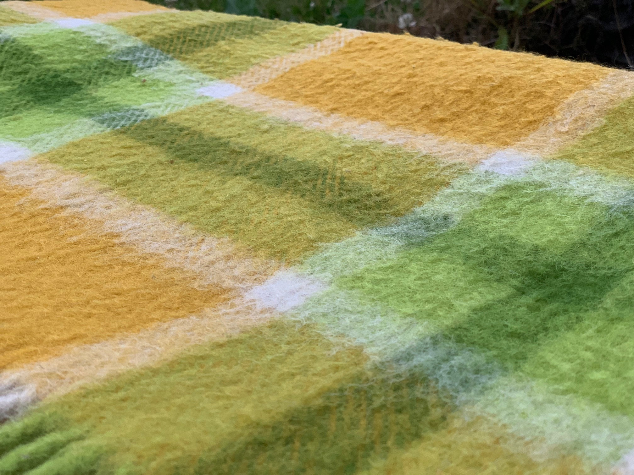 グリーンマスタードウールブランケット、オランダウールブランケット