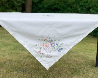 Vintage embroidered tablecloth , Norwegian embroidery