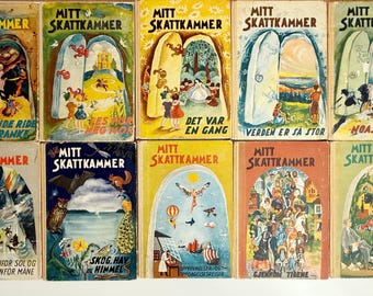 Libros infantiles noruegos, conjunto de 10 volúmenes de hermosos libros antiguos Mitt Skattkammer