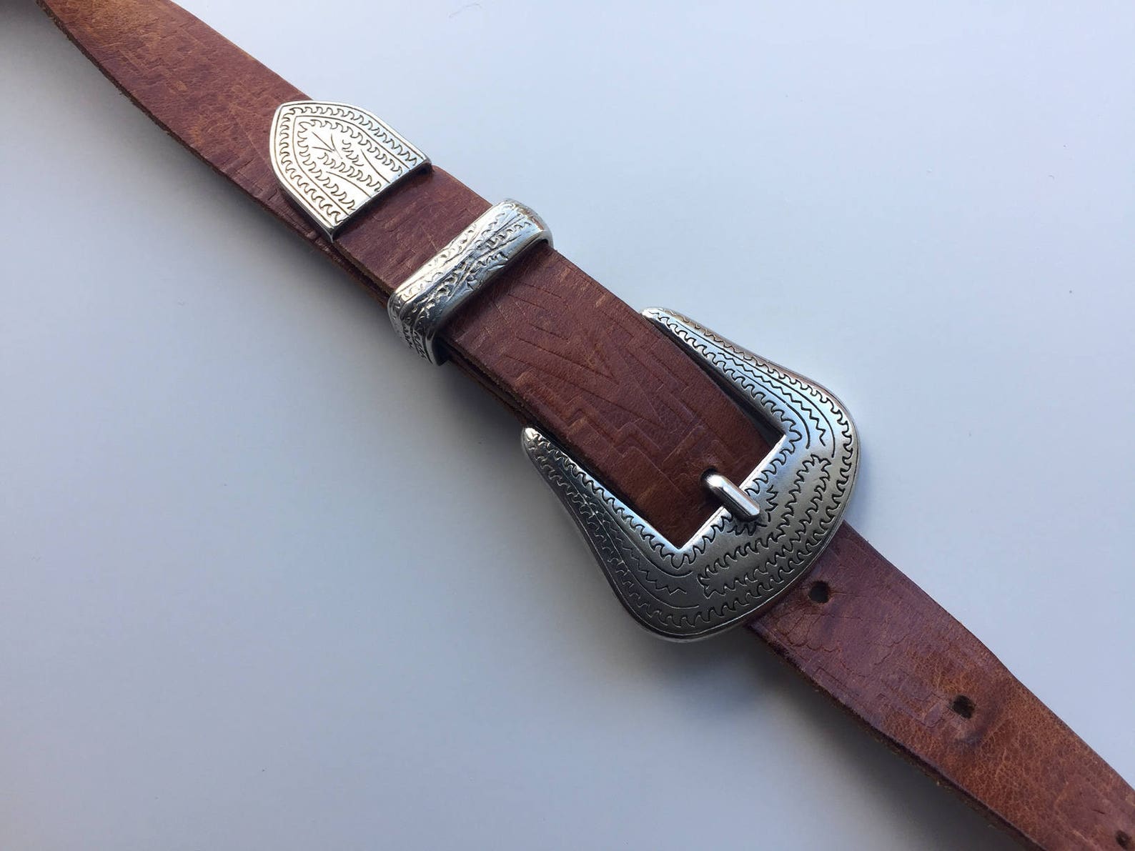 Belt Buckle Brown Silver Buckle Belt With Ornate Buckle Etsy