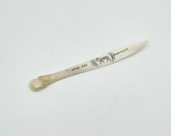 Norwegian handcarved knife , Bone carved letter opener Norway Finnmark