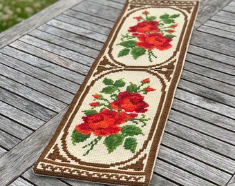 Roses tapestry vintage , Norwegian folk art , Accent wall tapestry , Roses lover gift