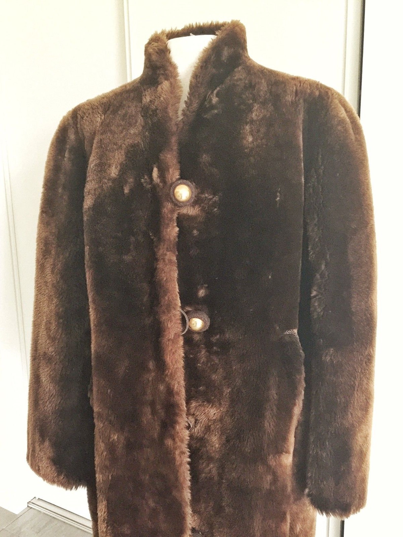 Brown Mouton Fur Coat Made in Paris Womens Long Coat Genuine Etsy