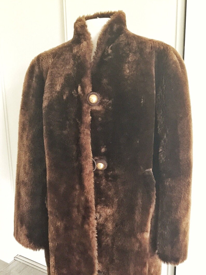 Brown Mouton Fur Coat Made in Paris Womens Long Coat Genuine Etsy