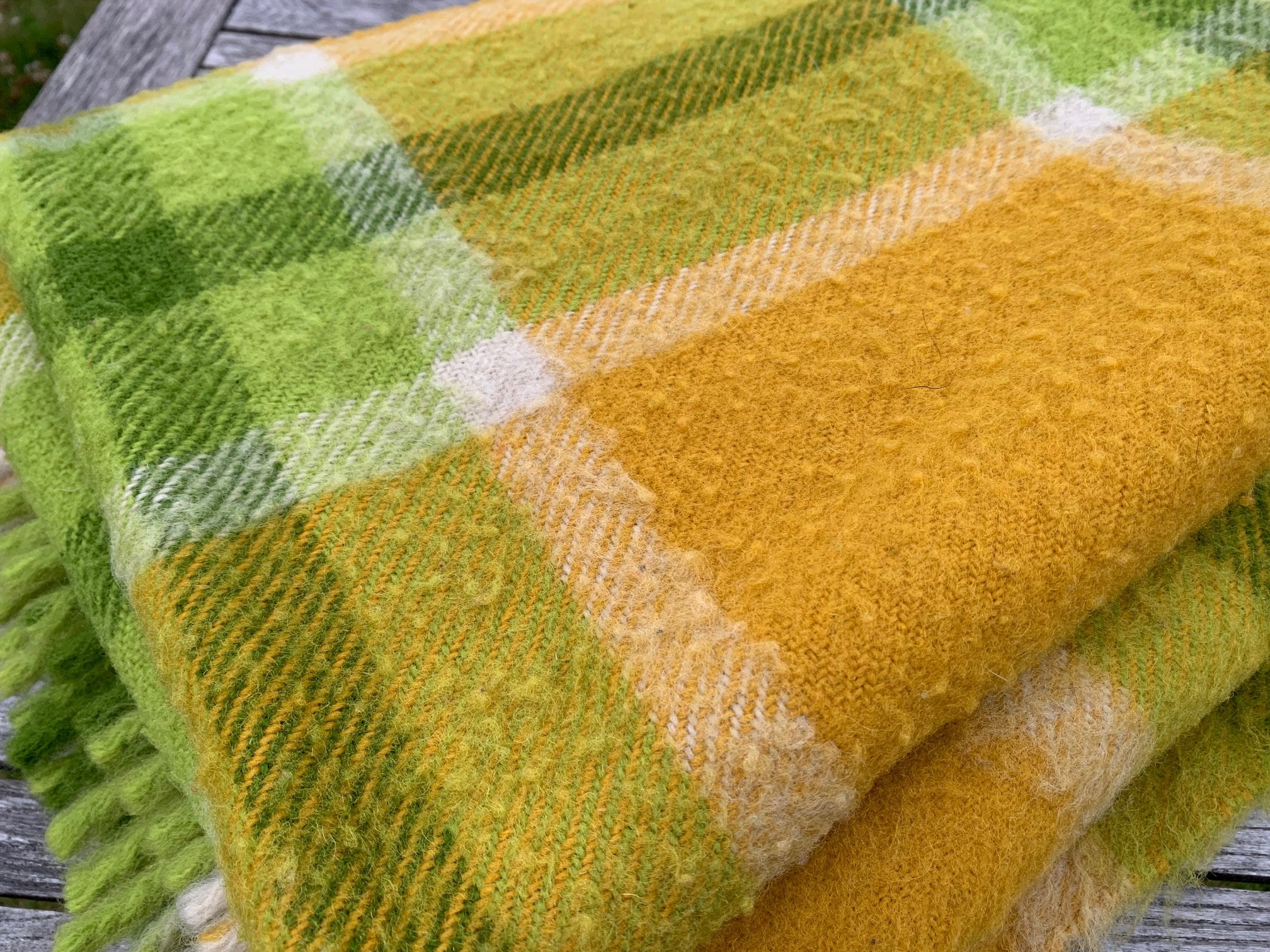 グリーンマスタードウールブランケット、オランダウールブランケット