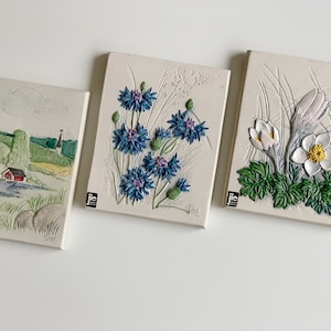 JIE Gantofta Sweden white plaque , Aimo Nietosvuori Swedish ceramic , cottagecore countryside wall decor