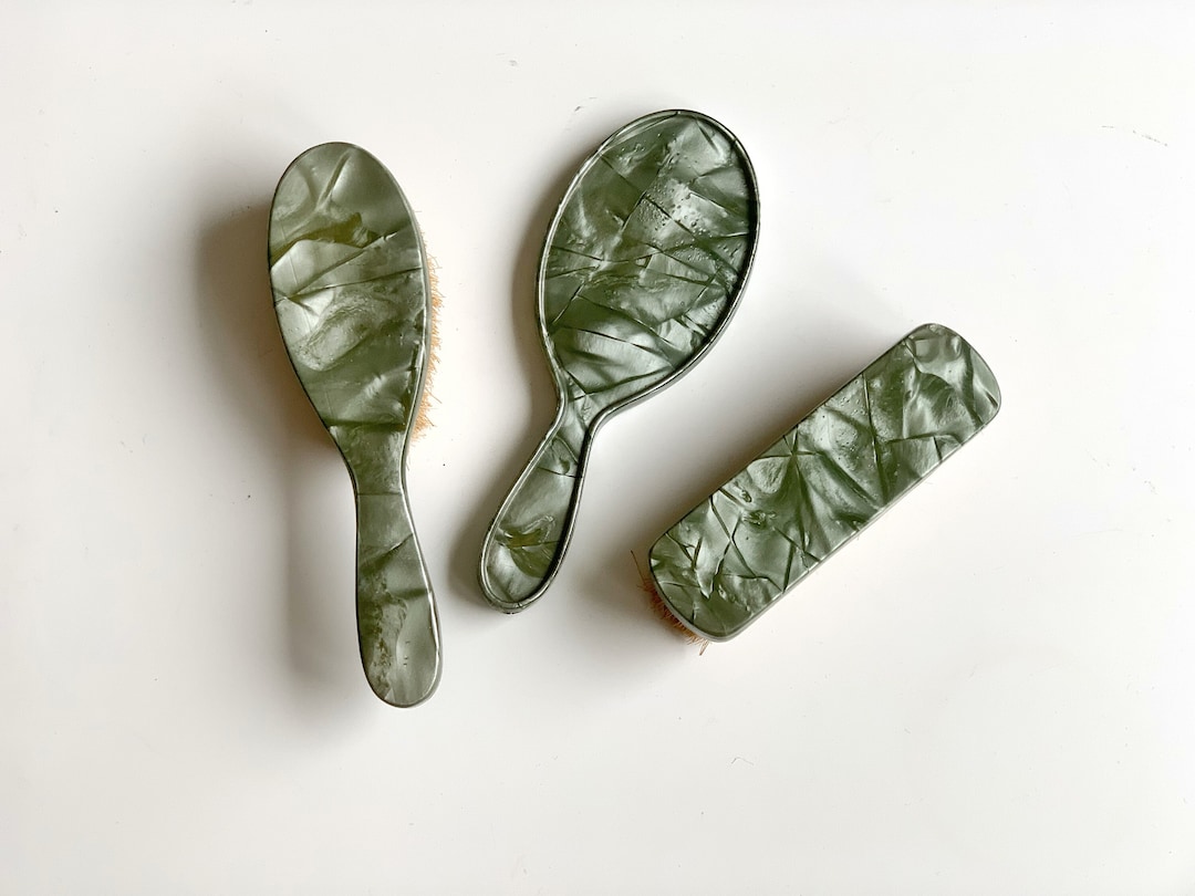 Brush and Mirror Set Green , Vanity Set Vintage - Etsy