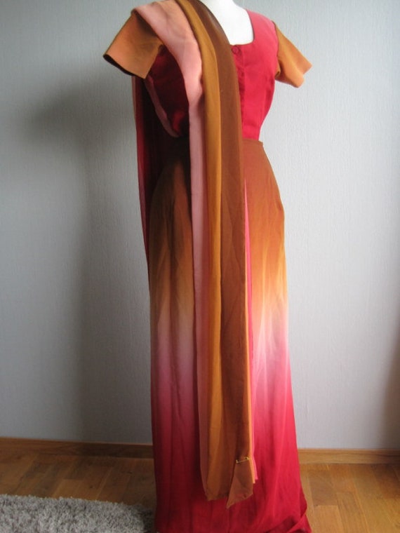 Red Silk Sari Wrap With Long Sash Handmade Silk Dr