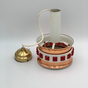 Ufo lamp vintage , Space age pendant lamp , Copper hanging lamp , Scandinavian mcm lamp