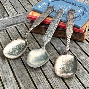 Norwegian souvenir spoon , Norwegian pewter , Norway silver spoon