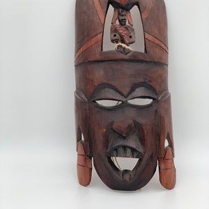 Vintage African wall mask, Large wooden handmade African mask,  Tribal art wall decor