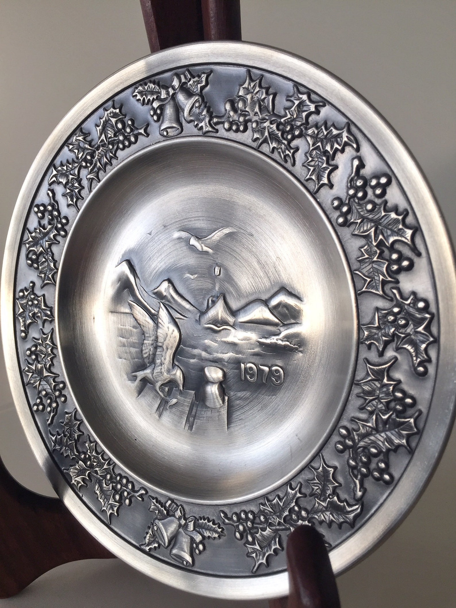 Christmas Pewter Plate Norwegian Pewter Christmas Wall Decor Etsy