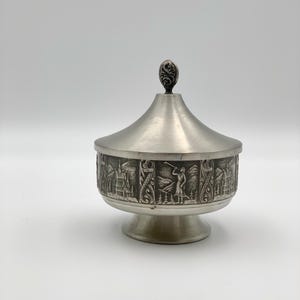 Pewter Bowl With Lid , Pewter Vase , Norwegian Pewter Prillarguri Norway Saga