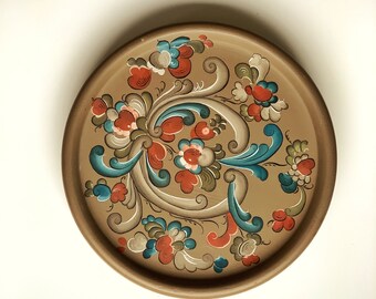 Large Rosemaling wall decor , Norway Rosemalt wooden bowl , Wall hanging Norwegian folk art decor