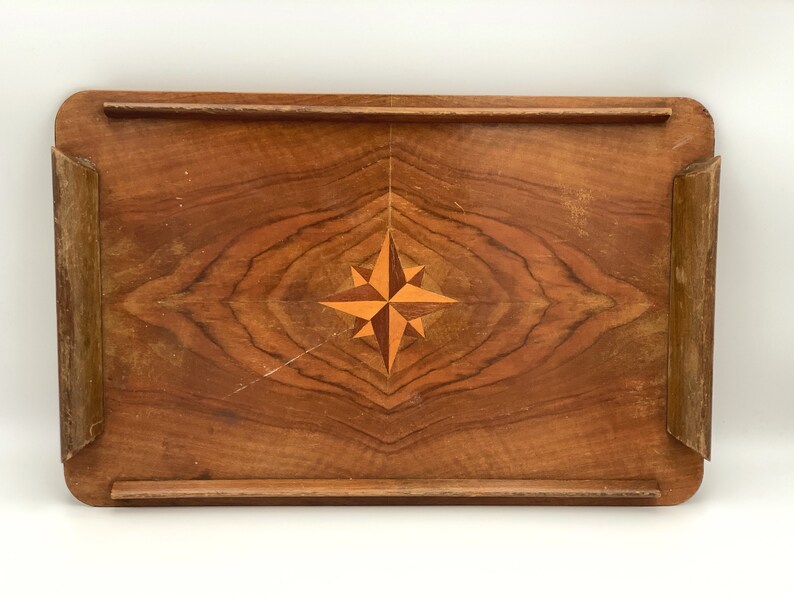 Vintage wooden serving tray image 2