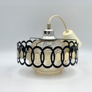Scandinavische hanglamp, metalen messing glazen design hanglamp vintage