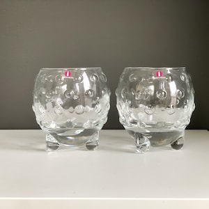 Iittala candle holder Minor , Pair of glass candle holders , Tiina Nordstrom design glass