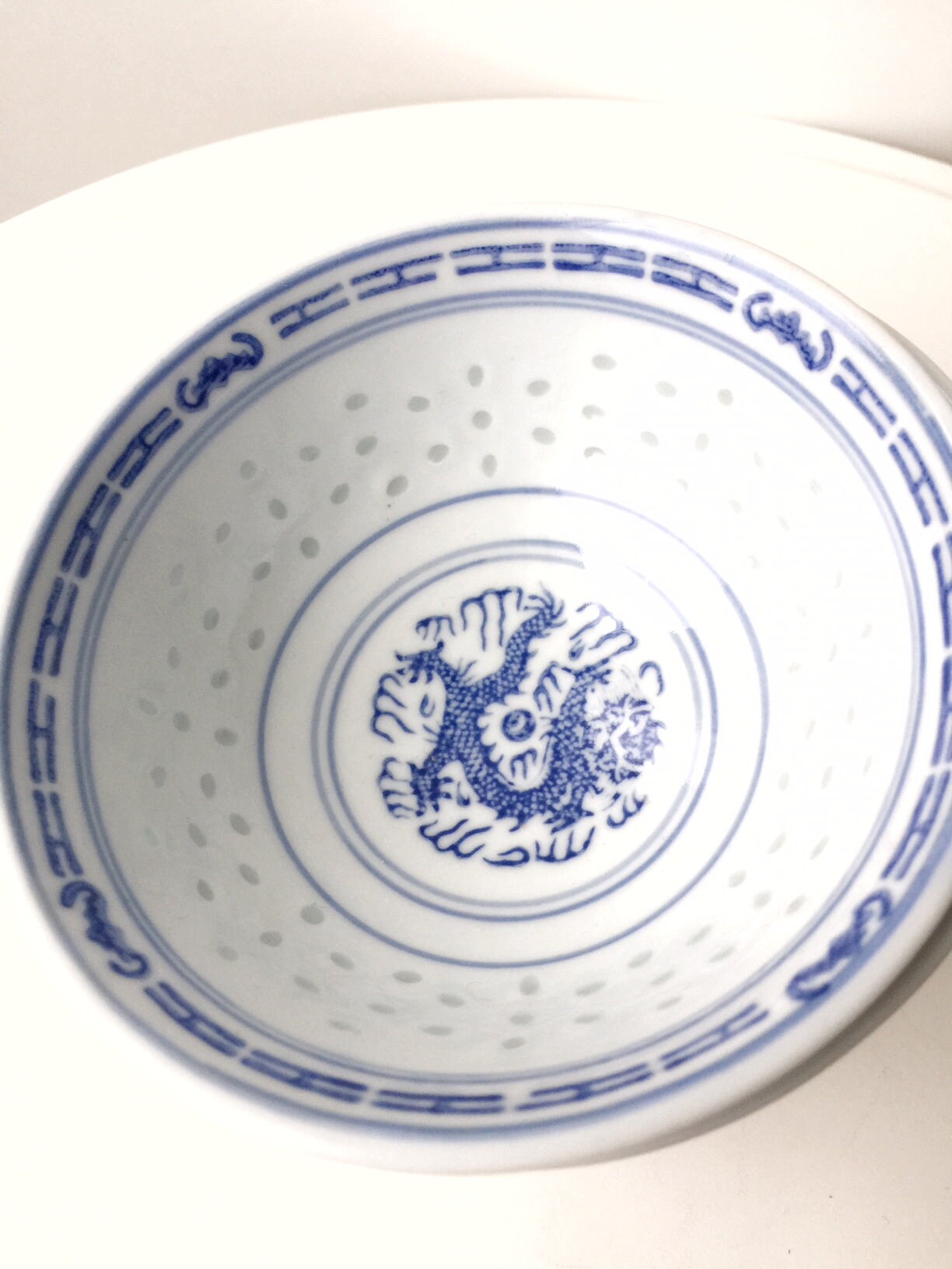 Rice Eye Porcelain Bowl and Spoon Blue Dragon China Diningware Etsy