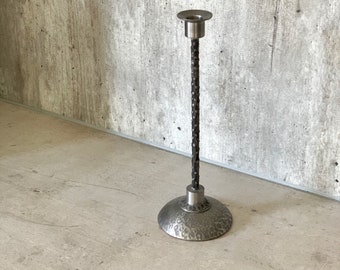 Tall single candle holder , Pewter metal candlestick holder , Norwegian pewter
