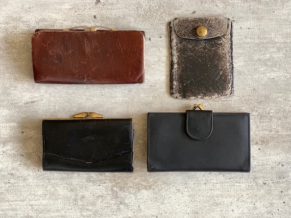 Leather Wallet Brown Black Shabby Vintage Wallet P