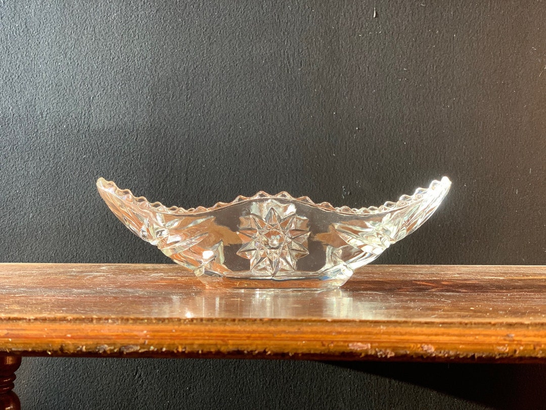 Boat Shaped Glass Dish , Lovely Glass Dish Vintage Etsy