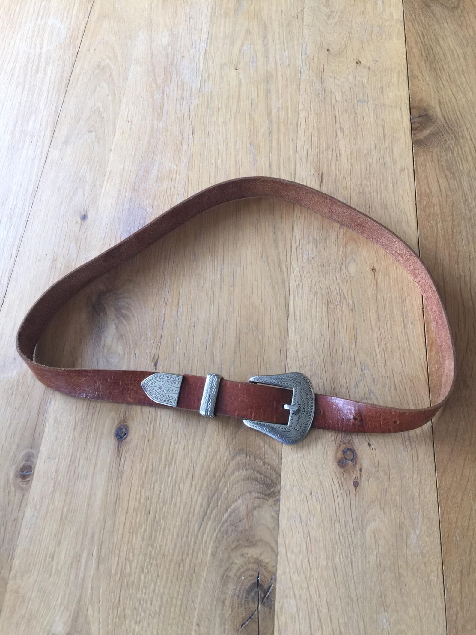 Belt Buckle Brown Silver Buckle Belt With Ornate Buckle Etsy