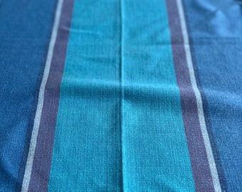 Blue stripe cotton tablecloth , Vintage rectangular tablecloth