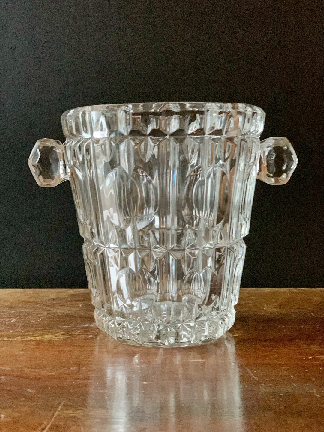 Glass Ice Bucket , Vintage Glass Bucket Barware Etsy