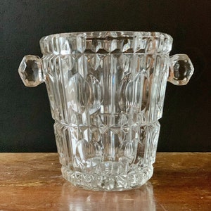 Glass ice bucket SKLO UNION Rudolf Jurnikl , Vintage glass bucket barware 50s
