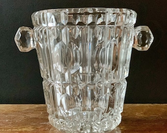 Glass ice bucket , Vintage glass bucket barware