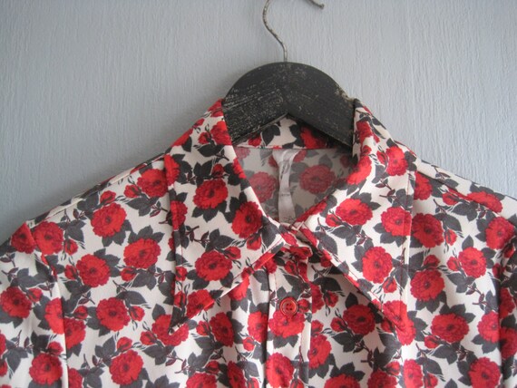 Cottagecore Blouse , Red Flowers Blouse , Long Sl… - image 5